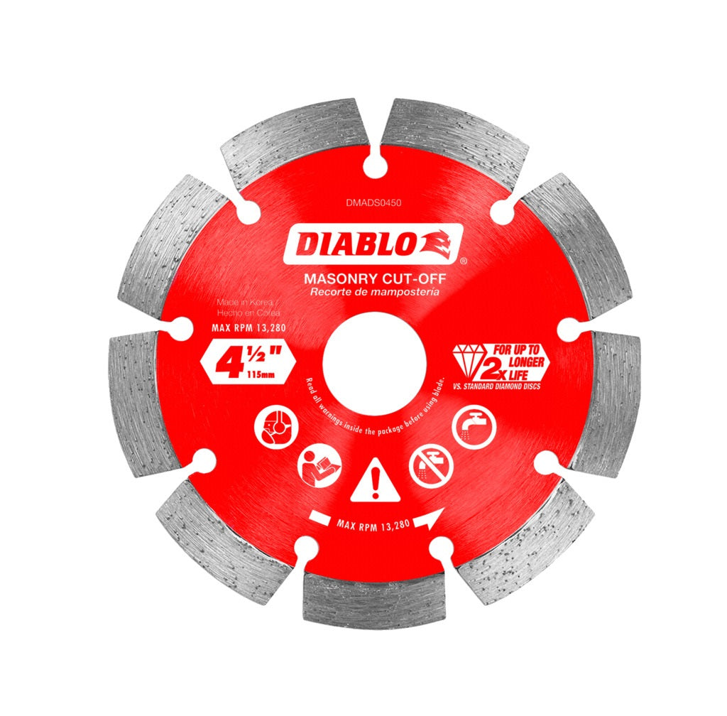 Diablo DMADS0450 Diamond Segmented Cut-Off Discs for Masonry, 4-1/2 in