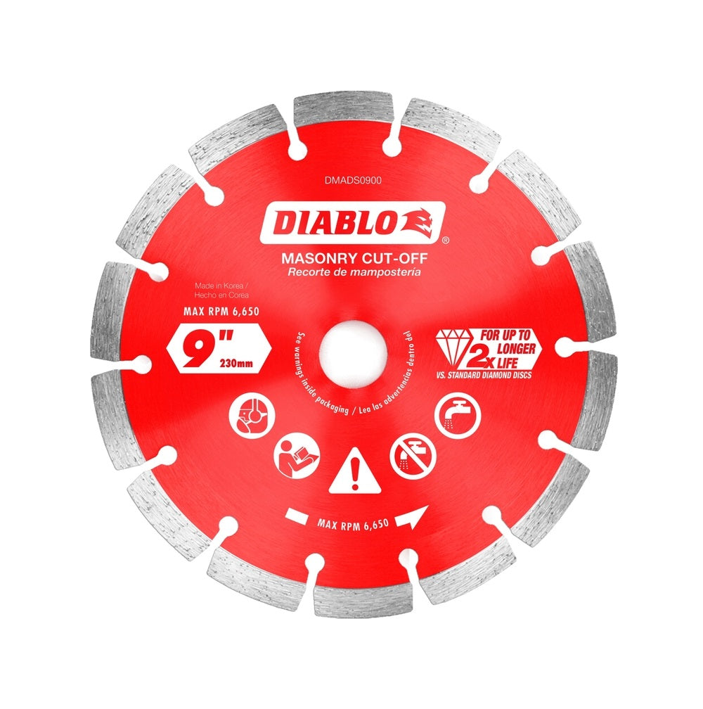 Diablo DMADS0900 Diamond Segmented Cut-Off Discs for Masonry, 9 in