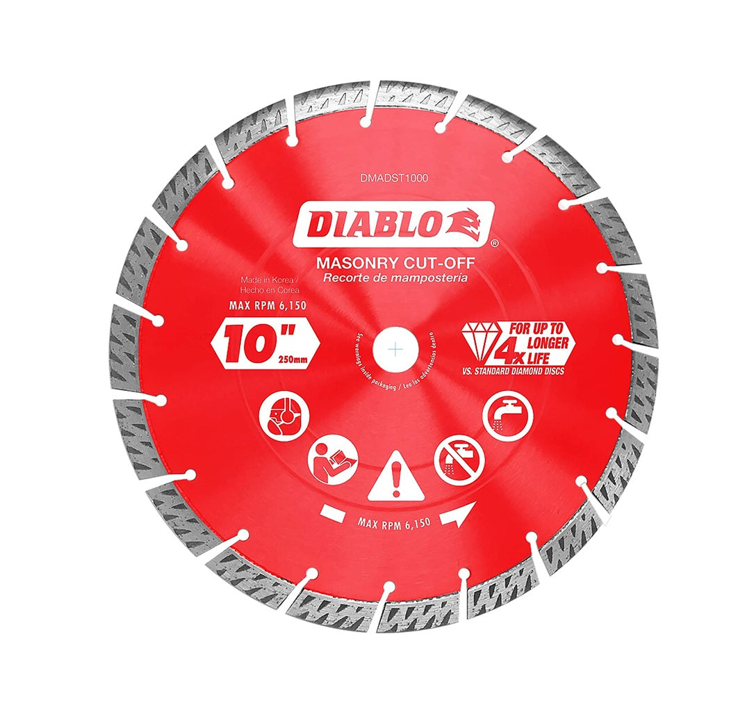 Diablo DMADST1000 Diamond Segmented Turbo Cut-Off Discs for Masonry, 10 in