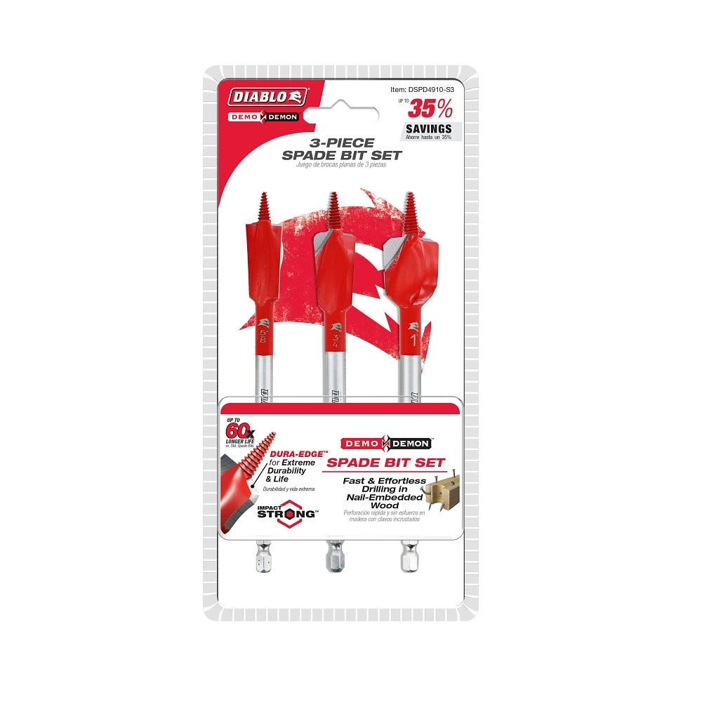 Diablo DSPD4910-S3 Demo Demon Spade Bit Set, 6 Inch