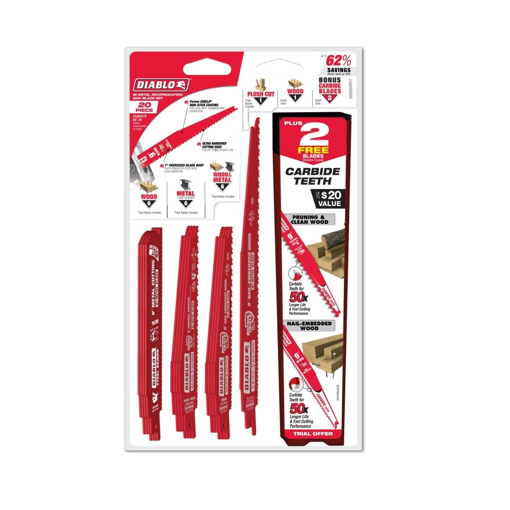 Diablo DS0020SPC2 Reciprocating Saw Blade Set, Red