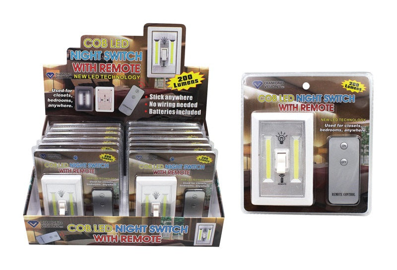Diamond Visions 08-1997 COB Night Switch w/Remote, White, 200 lumens