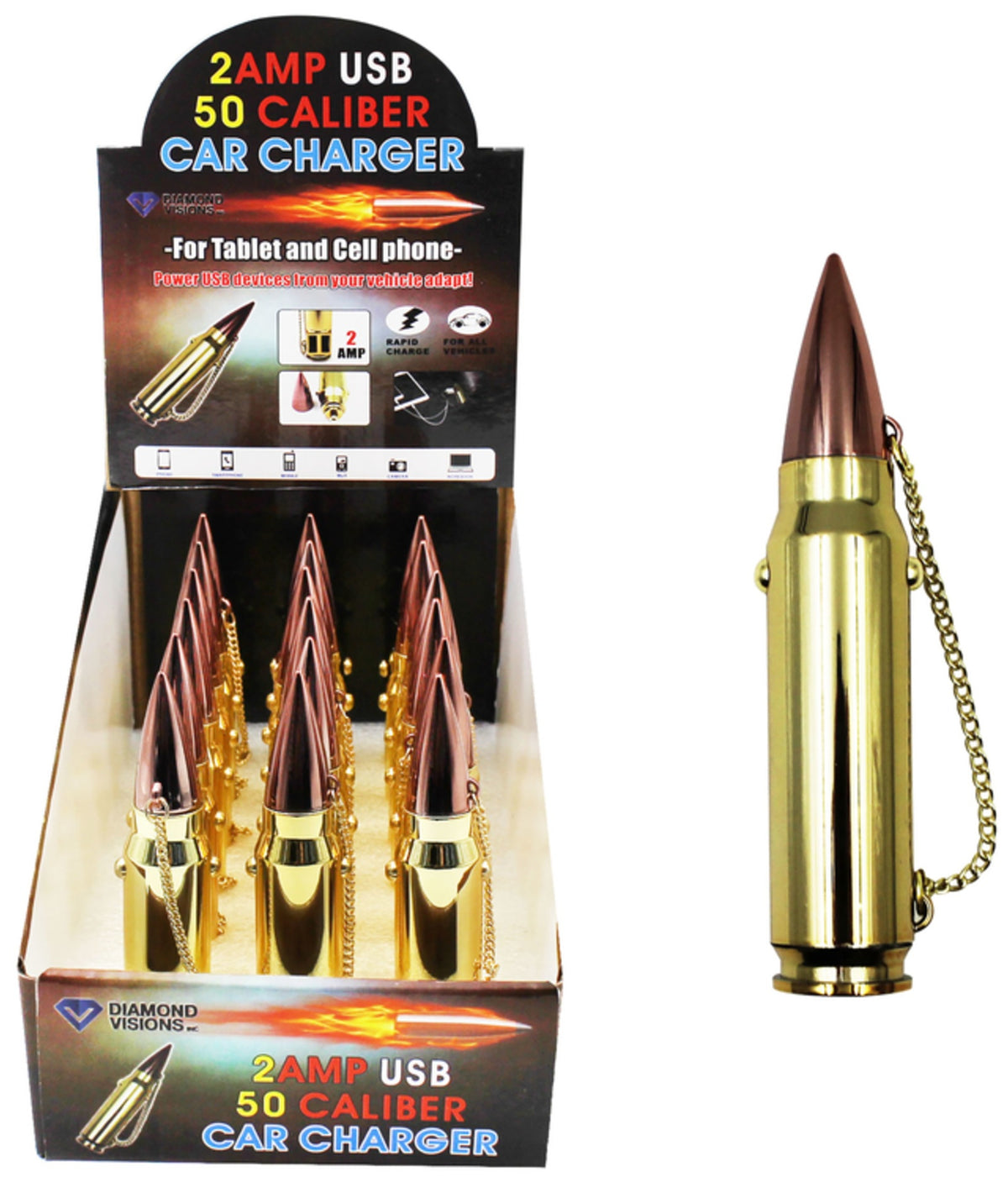 Diamond Visions 01-1808 Max Force Car Charger Bullet, Gold