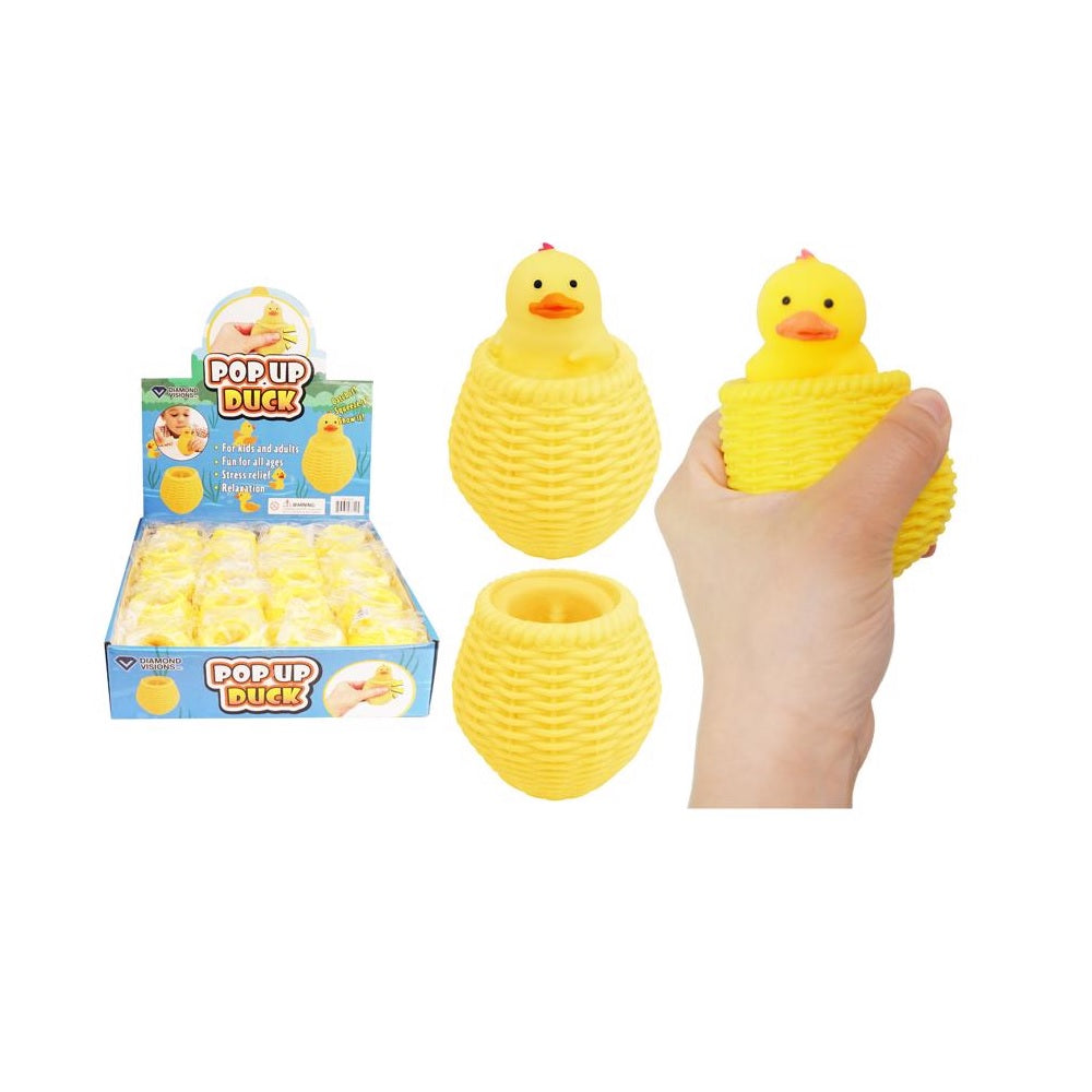 Diamond Visions TM-3329 Pop-Up Squeeze Duck Toy, Silicone, Yellow