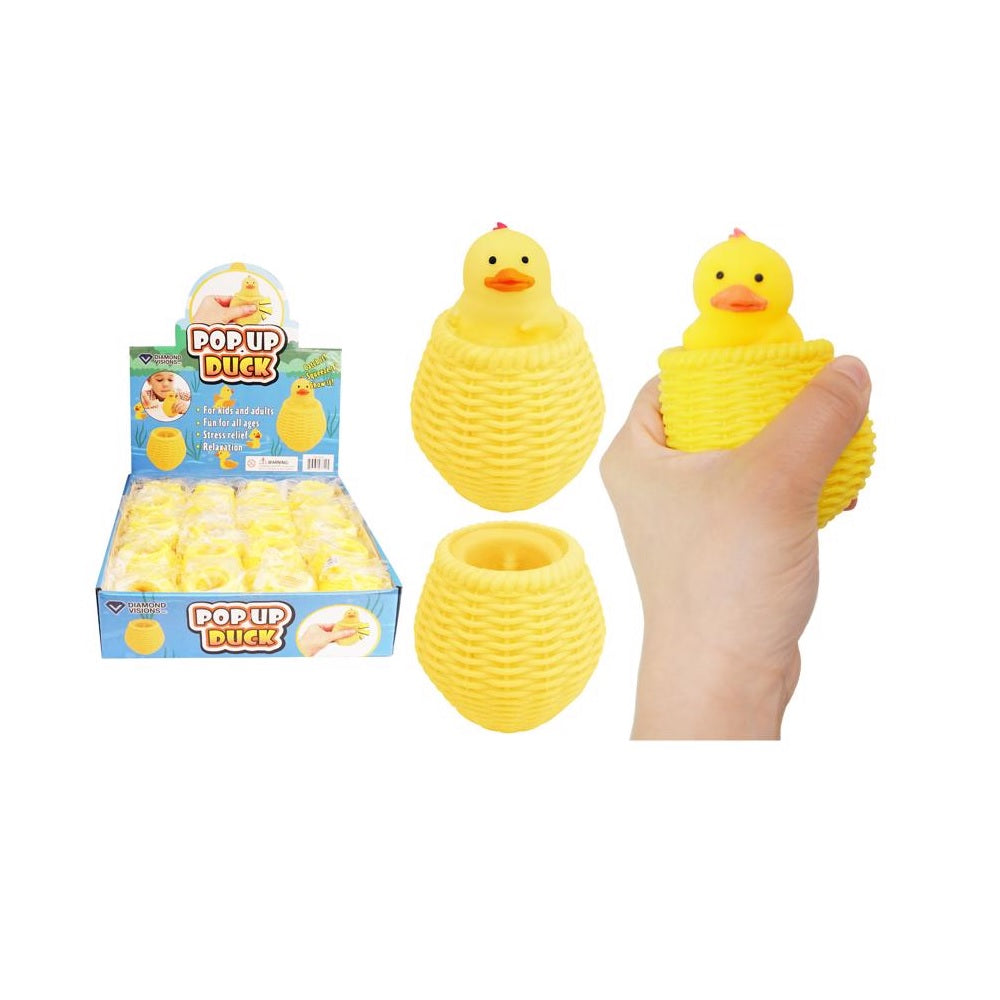 Diamond Visions TM-3329 Pop-Up Squeeze Duck Toy, Silicone, Yellow