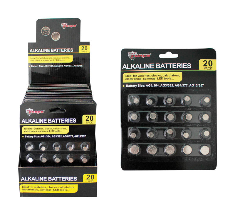 Diamond Visions 22-2220641 MAX Force Button Cell Battery, Assorted Size, 20 Pack