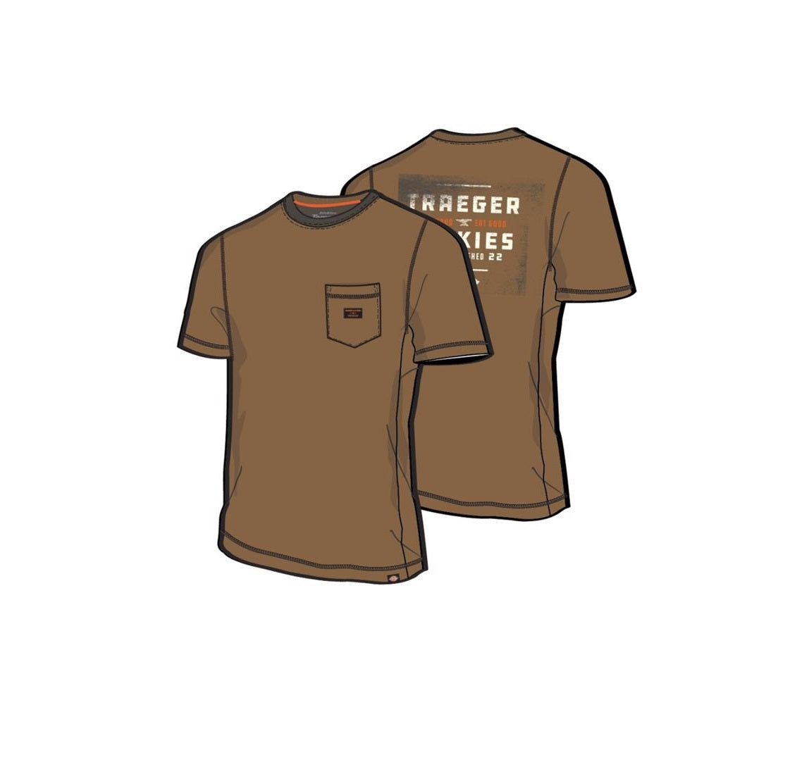 Dickies TRGSS1BDM Traeger Tee Shirt, Brown, M