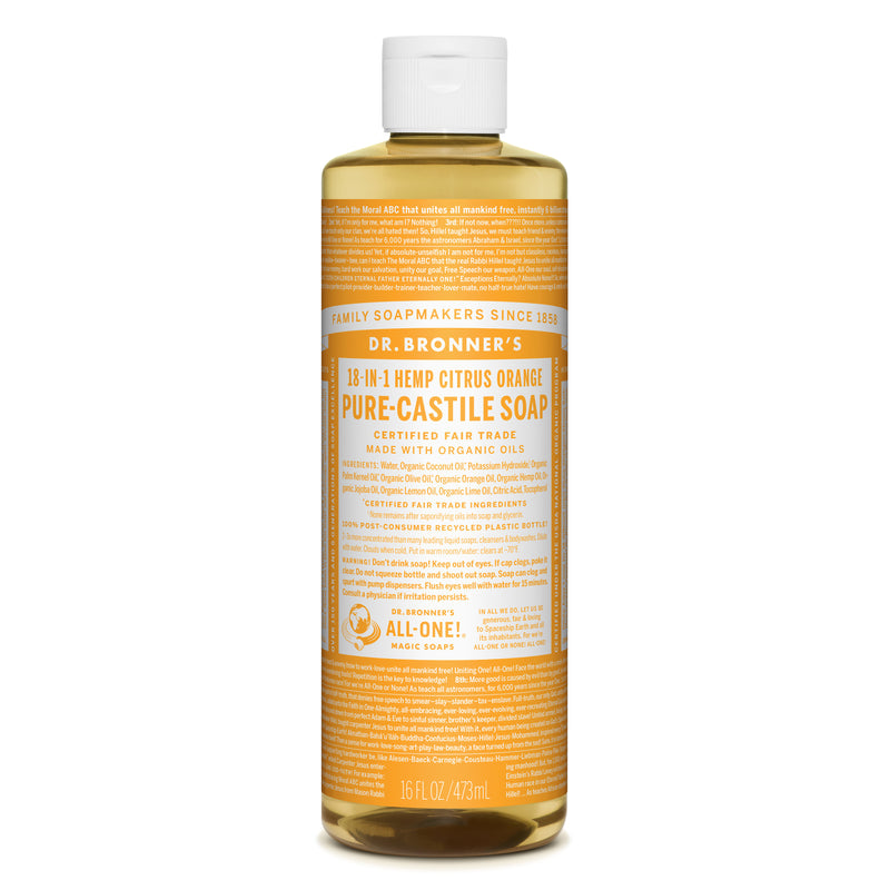 Dr. Bronner's OLCT16 Citrus Orange Pure-Castile Liquid Soap, 16 Oz