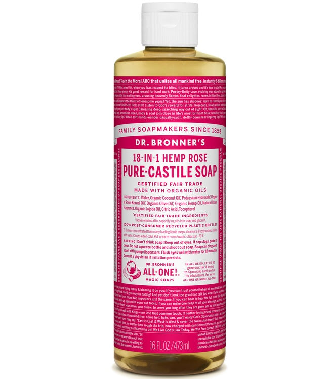 Dr. Bronner's OLRO16 18-in-1 Organic Pure-Castile Liquid Soap, 16 Oz