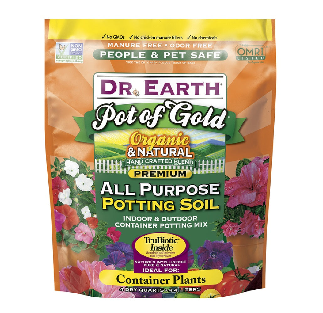 Dr. Earth 818 Pot of Gold Organic Potting Soil, 4 Quart, Dry