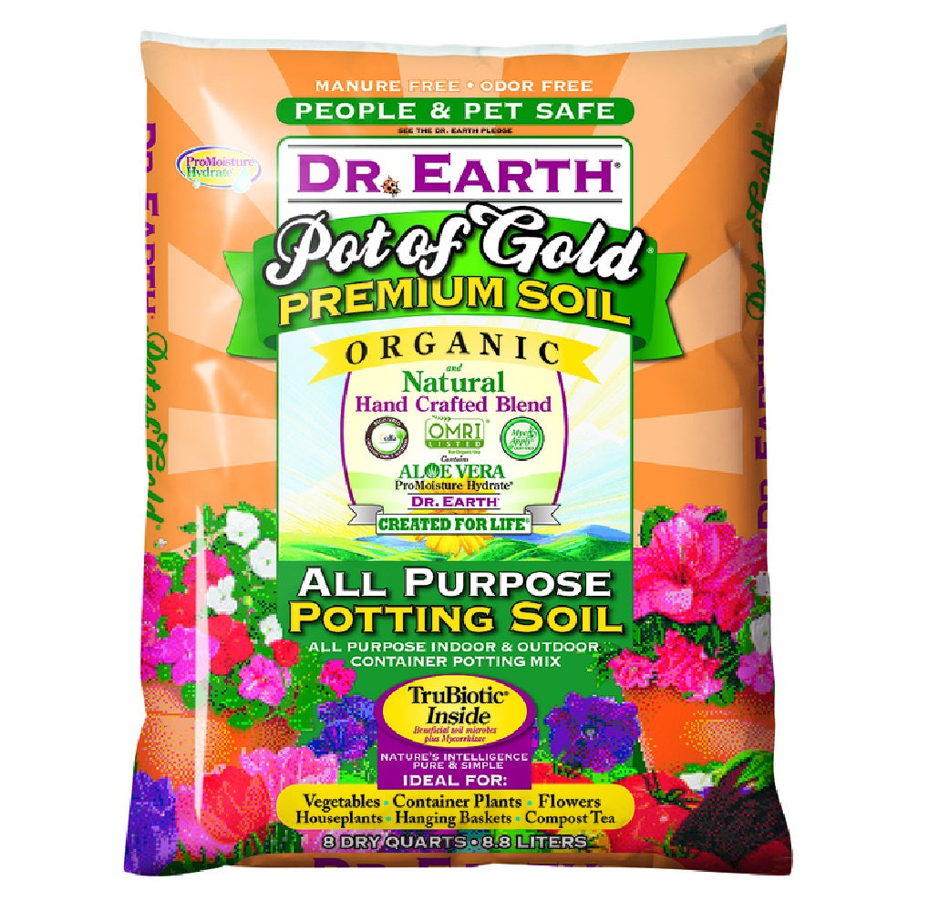 Dr. Earth 813 Pot of Gold Organic Potting Soil, 8 Quart, Dry