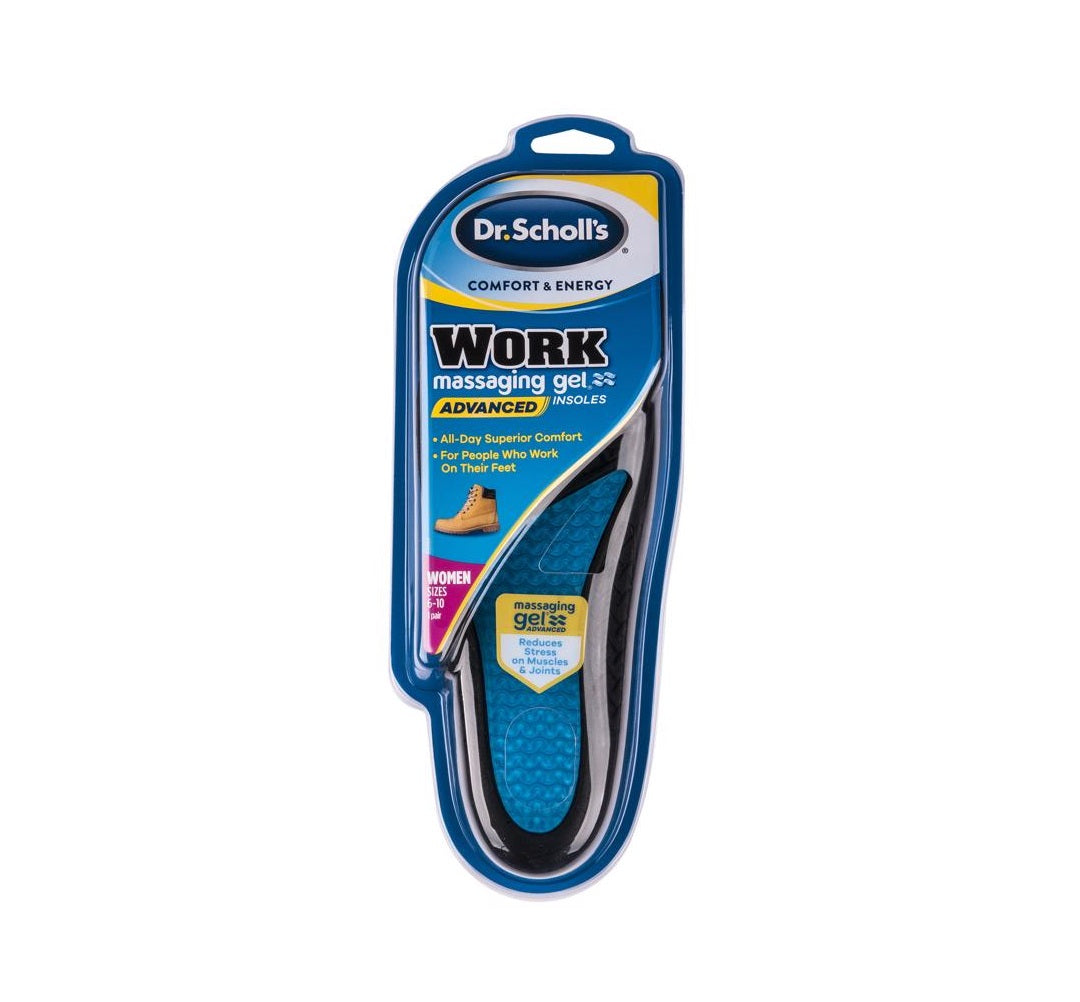 Dr Scholl's 888853590646 Work Massaging Gel Women's Insoles, Rubber