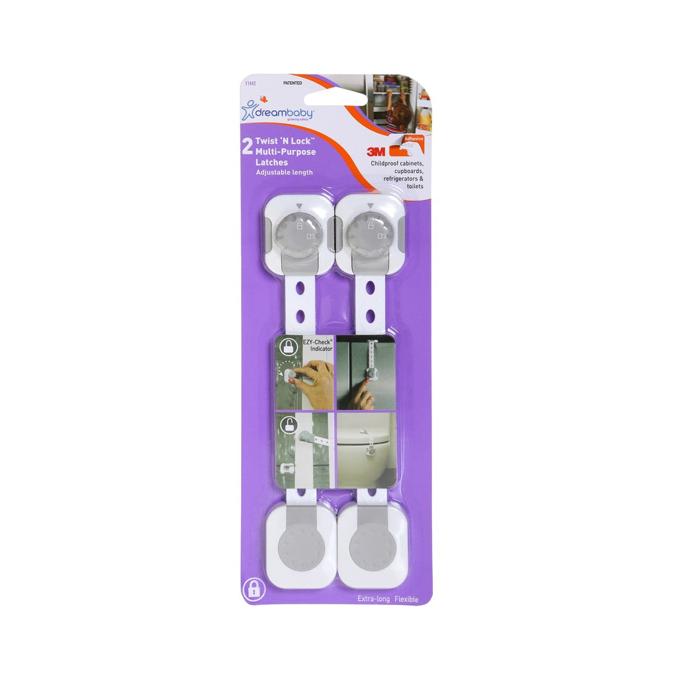 Dreambaby L1442 Twist 'N Lock Multi-Use Latch, Plastic Adhesive