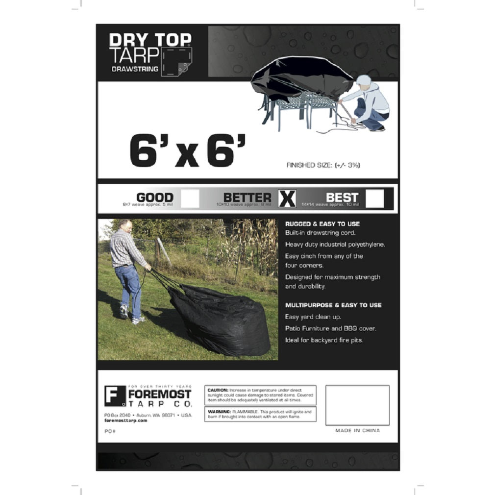 Dry Top 50066 Heavy Duty Tarp, Polyethylene, Black