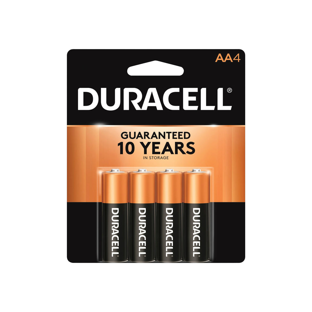 Duracell MN1500B4Z Coppertop Alkaline Batteries, AA, Pack of 4