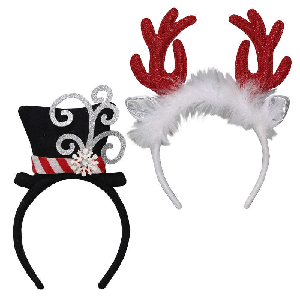 Dyno 0409303AC Christmas Red Antlers and Top Hat Headband, Fabric