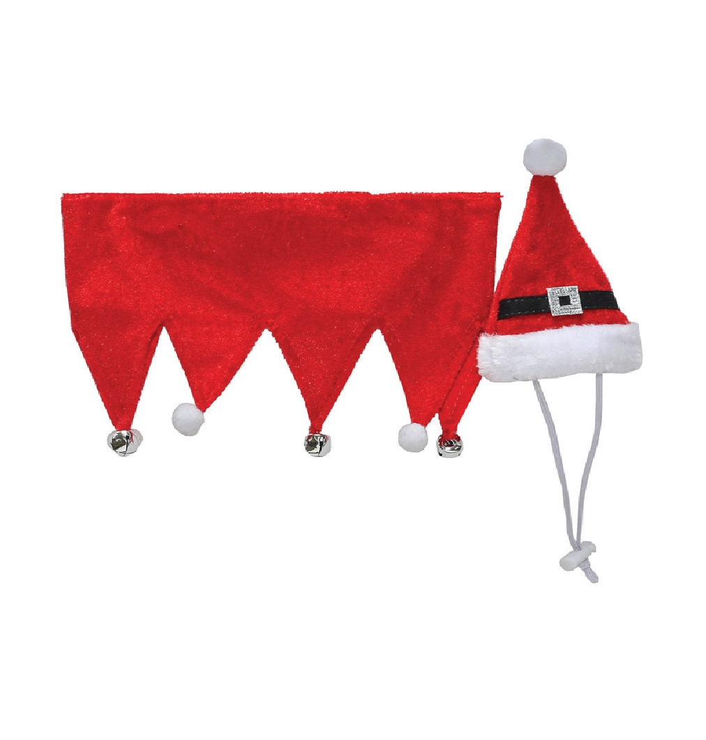 Dyno 3004184-1SM Christmas Santa Hat & Collar Pet Costume, Polyester