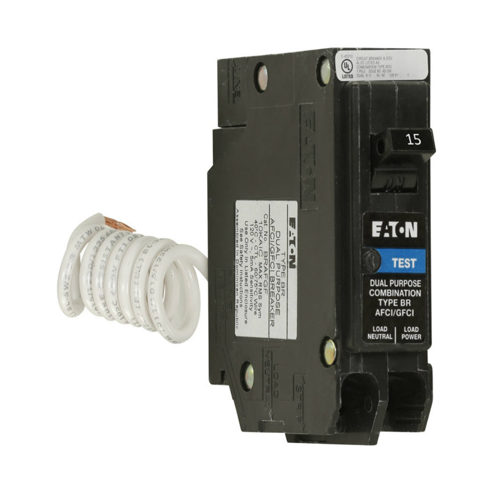 Eaton BRN115DF Circuit Breaker w/Self Test, 15 amps