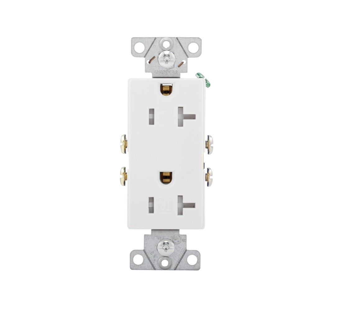 Eaton TR1307W-BOX Duplex Receptacle, 20 A, 2-Pole, 5-20R, White