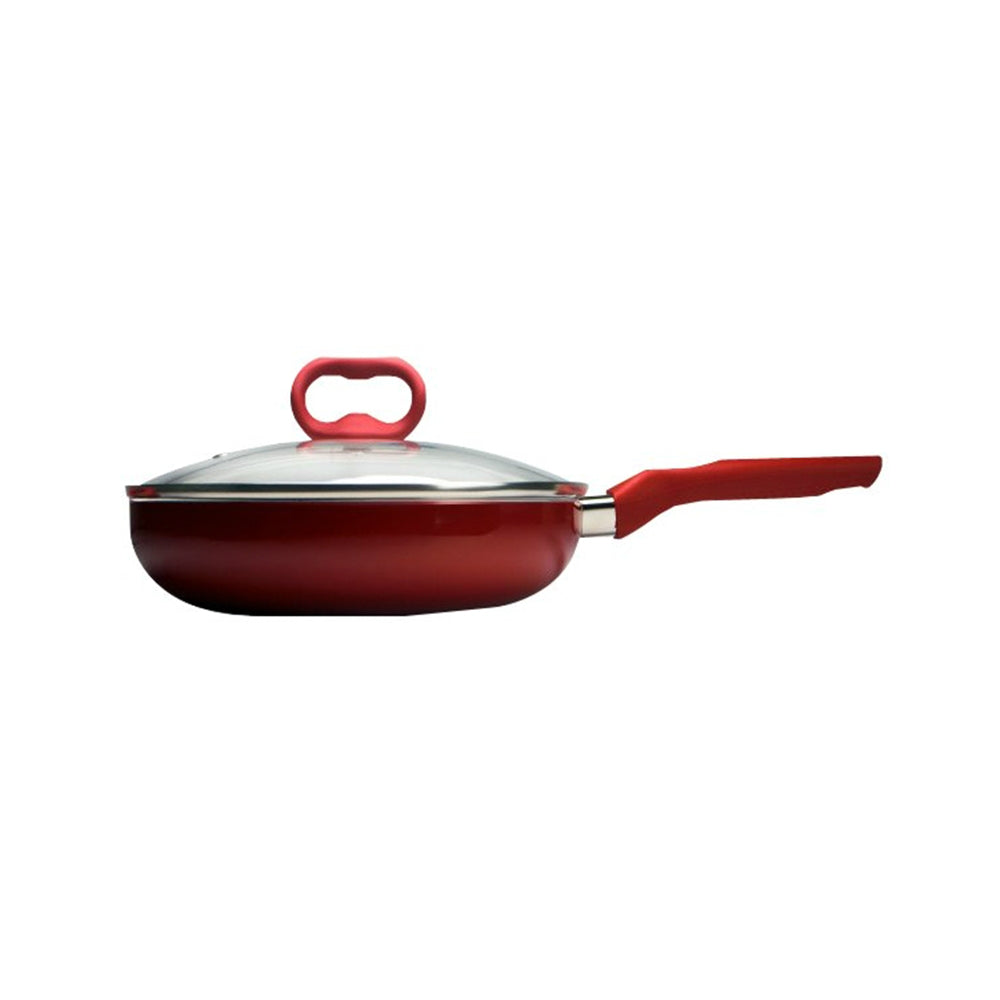 Ecolution EBCAW-9528 Bliss Deep Cooker with Lid, Red, 4.5 Quart