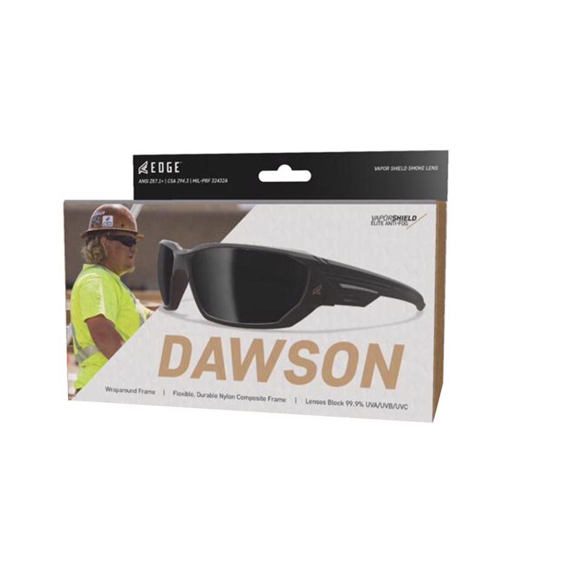 Edge XD416VS Dawson Anti-Fog Safety Glasses, Smoke Lens