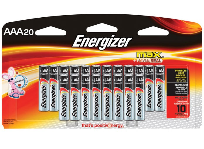Energizer E92LP-20 Max + Powerseal Alkaline Batteries, AAA, 1.5 Volts