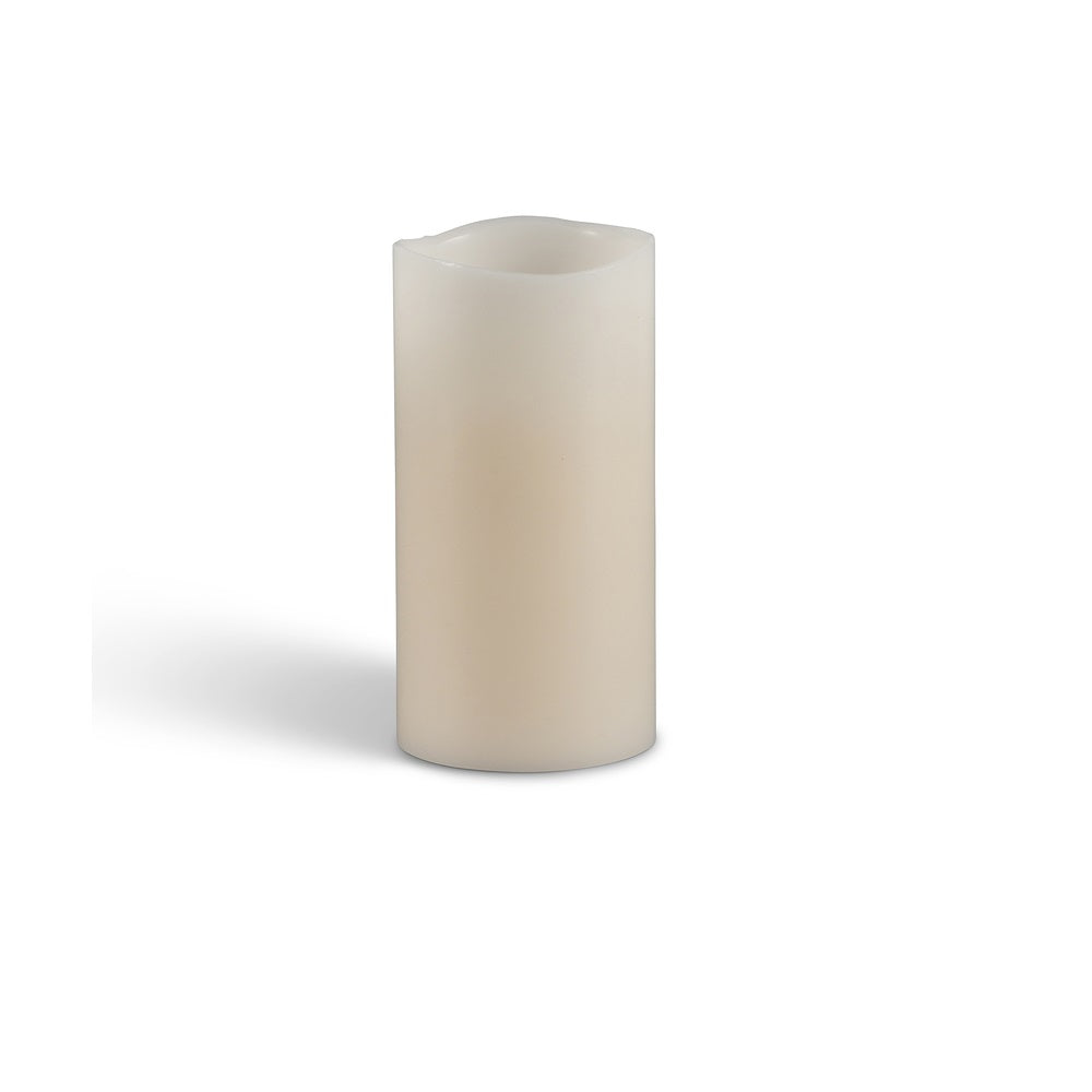 Everlasting Glow 33076 Wavy Edge Pillar Flameless Flickering Candle, Bisque