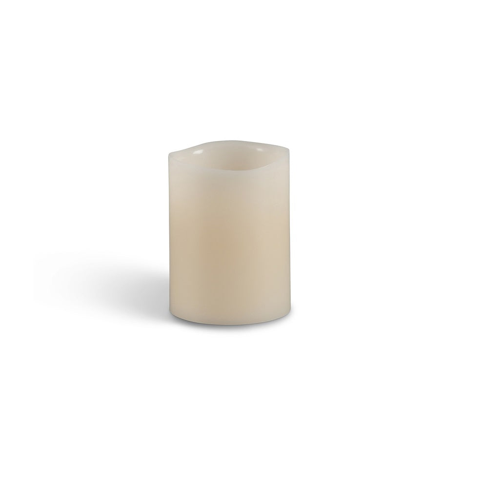 Everlasting Glow 33075 Wavy Edge Pillar Flameless Flickering Candle, Bisque