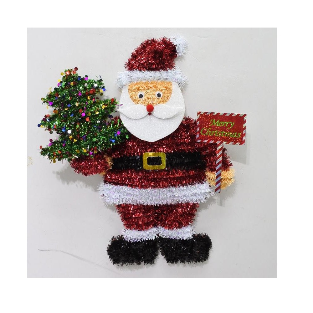 FC Young 2D-SCTR Santa With Tree and Sign Indoor Christmas Decor, Multicolored