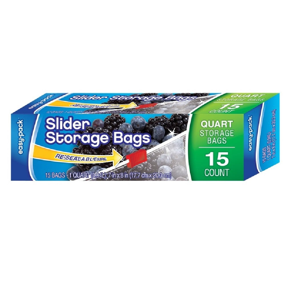 FLP 1304 Reclosable Slider Food Storage Bag, Quart