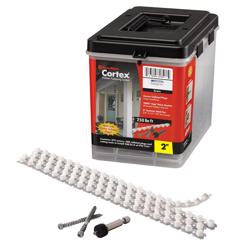 FastenMaster FMCTXTCL-RY250GN Cortex  Star Coated Trim Screws with Plugs, #9 x 2"