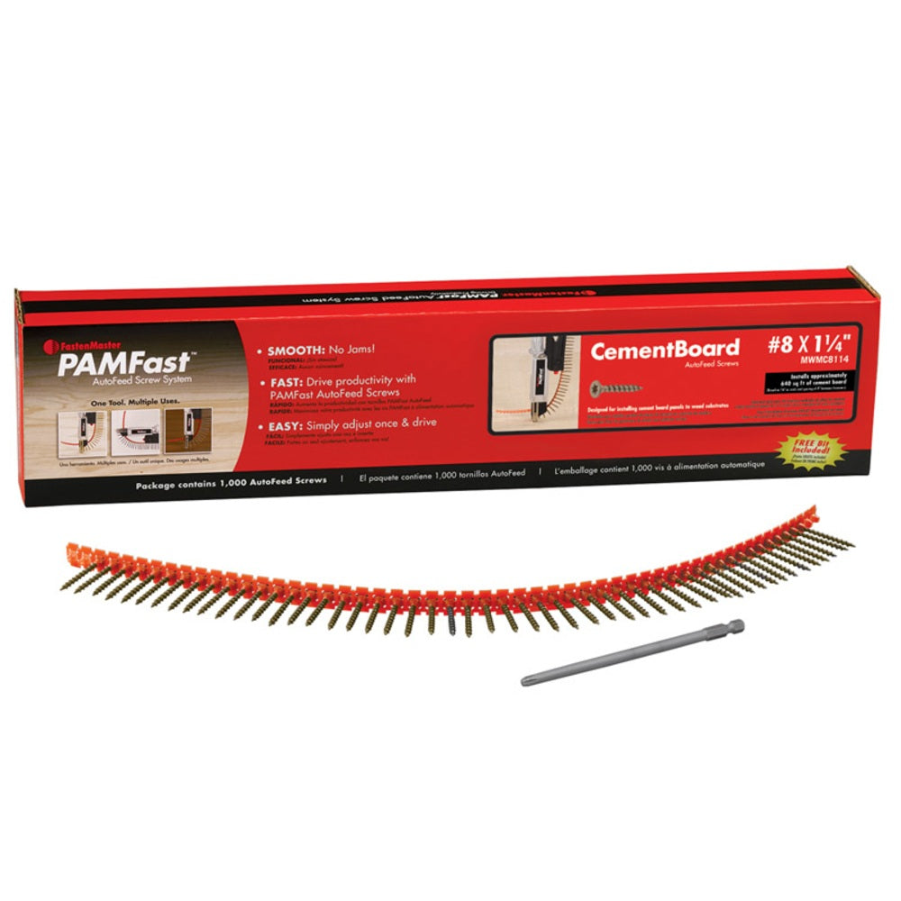 FastenMaster SD-28-MWMC8114 PAMFast Cement Board Screws, Ceramic, #8 x 1-1/4"