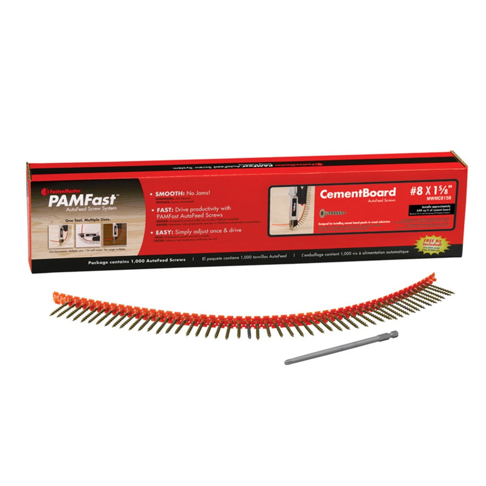 FastenMaster SD-28-MWMC8158 PAMFast Cement Board Screws, Ceramic, #8 x 1-5/8"