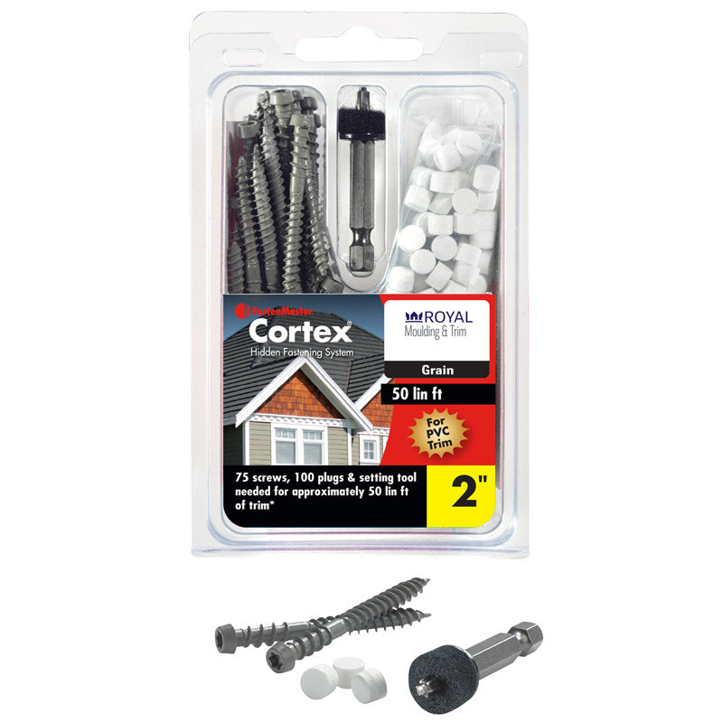 Fastenmaster FMCTXT-RY50GN Cortex Trim Screws with Plug, Coated