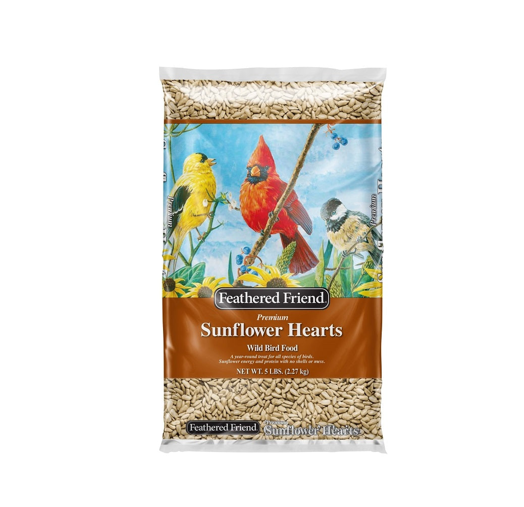 Feathered Friend 14403 Premium Sunflower Hearts Wild Bird Food, 5 lb