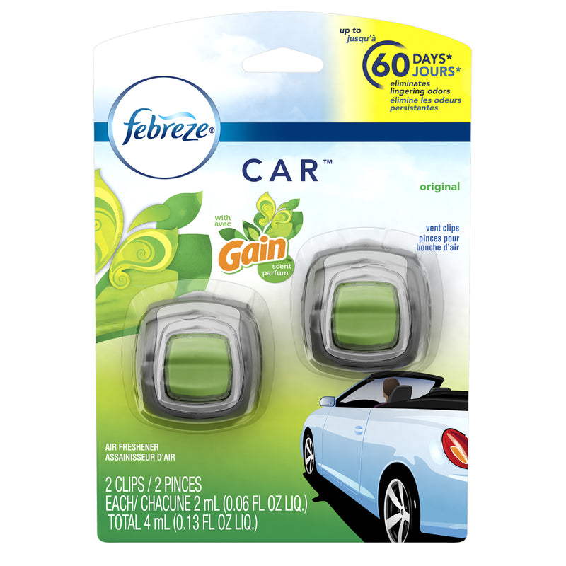 Febreze 86586 Car Air Freshener, Gain Original, 0.13 Oz, Pack Of 2