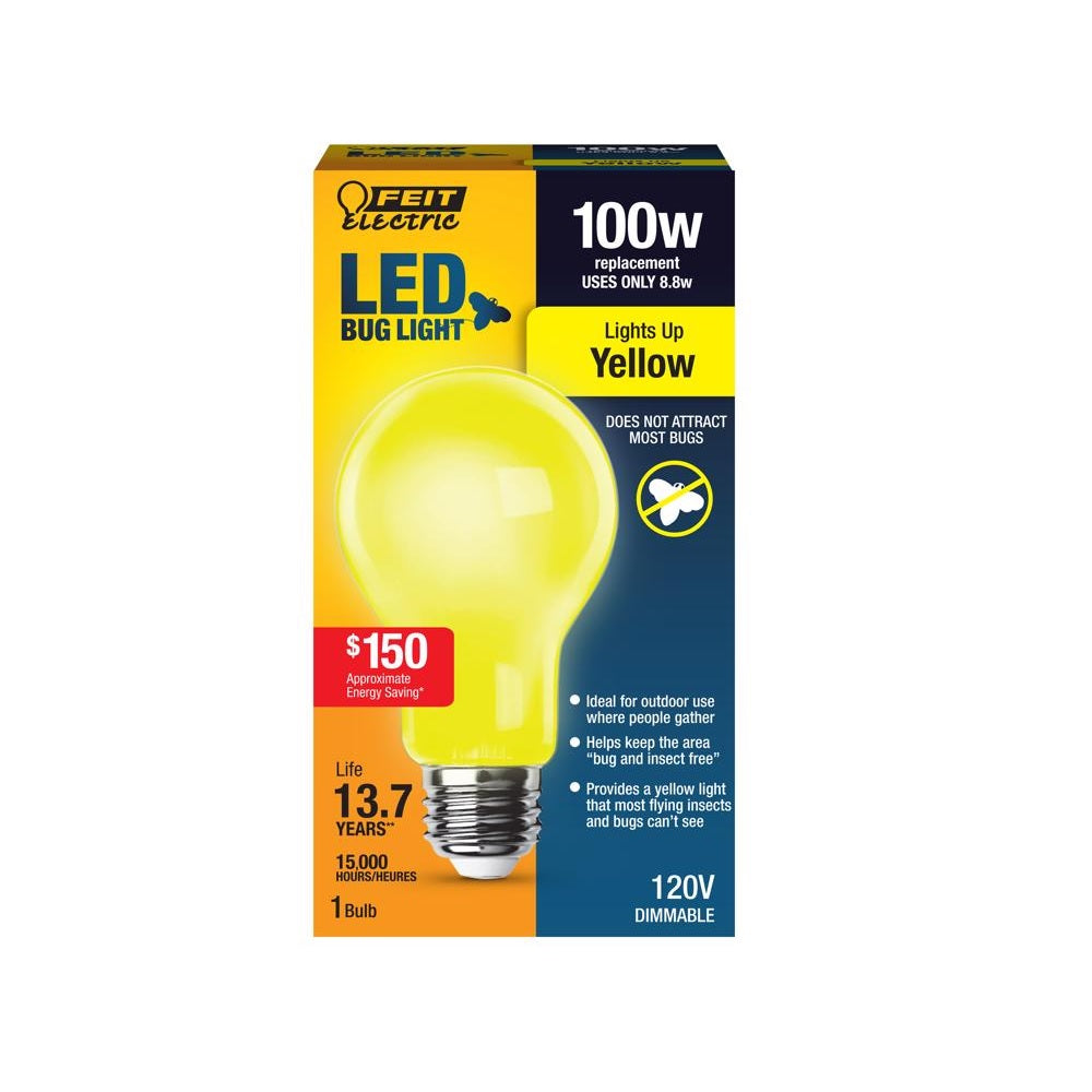 Feit Electric A19100/BUG/LED A19 LED Bug Light Bulb, 8.8 Watts, 120 Volt