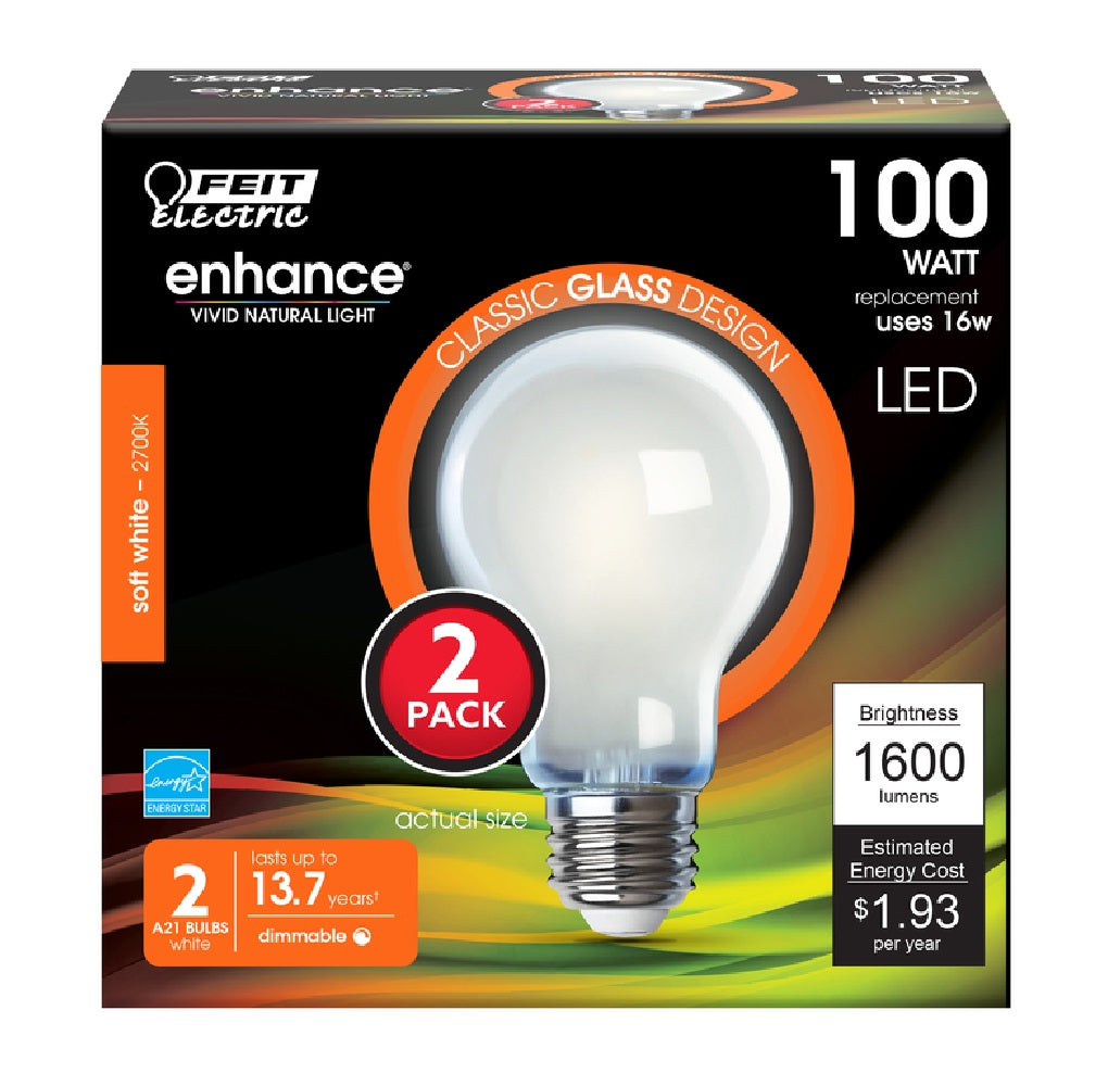 Feit Electric A100/927CA/FIL2 Dimmable A21 Filament LED Bulb,16 W