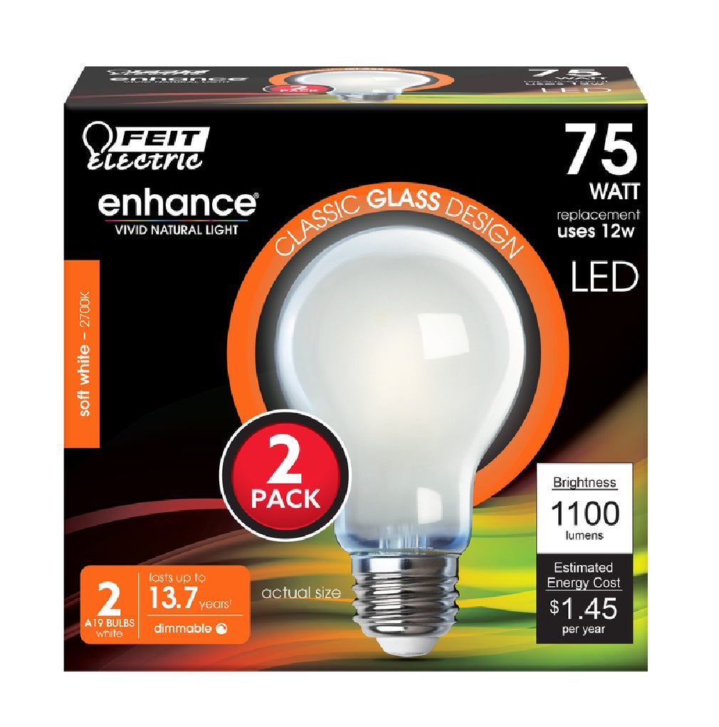 Feit Electric A1975/927CAFIL2 Enhance A19 Filament LED Bulb, 12 W