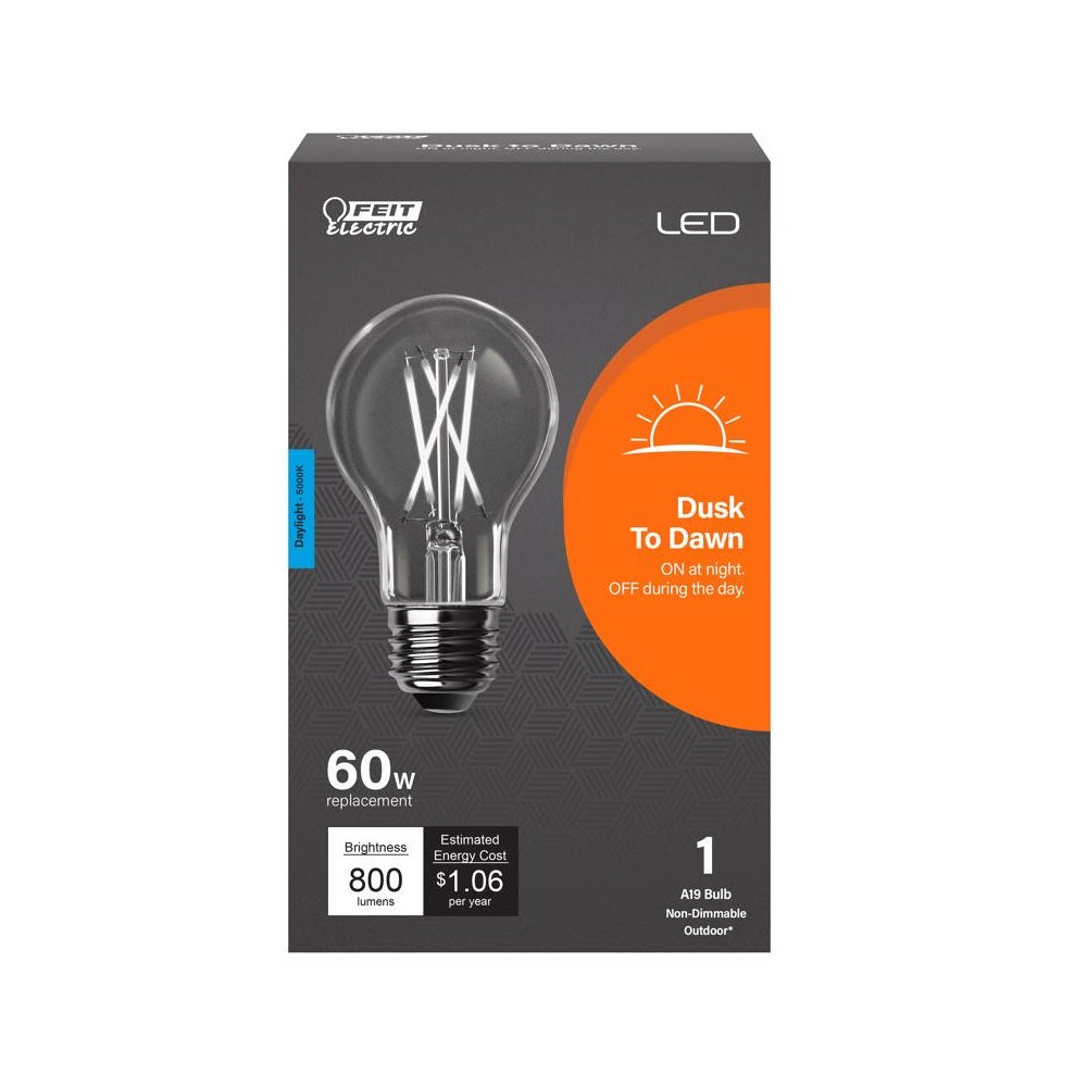 Feit Electric A800CL950CADLED A19 LED Dusk to Dawn Bulb, 8.8 Watts, 120 Volt