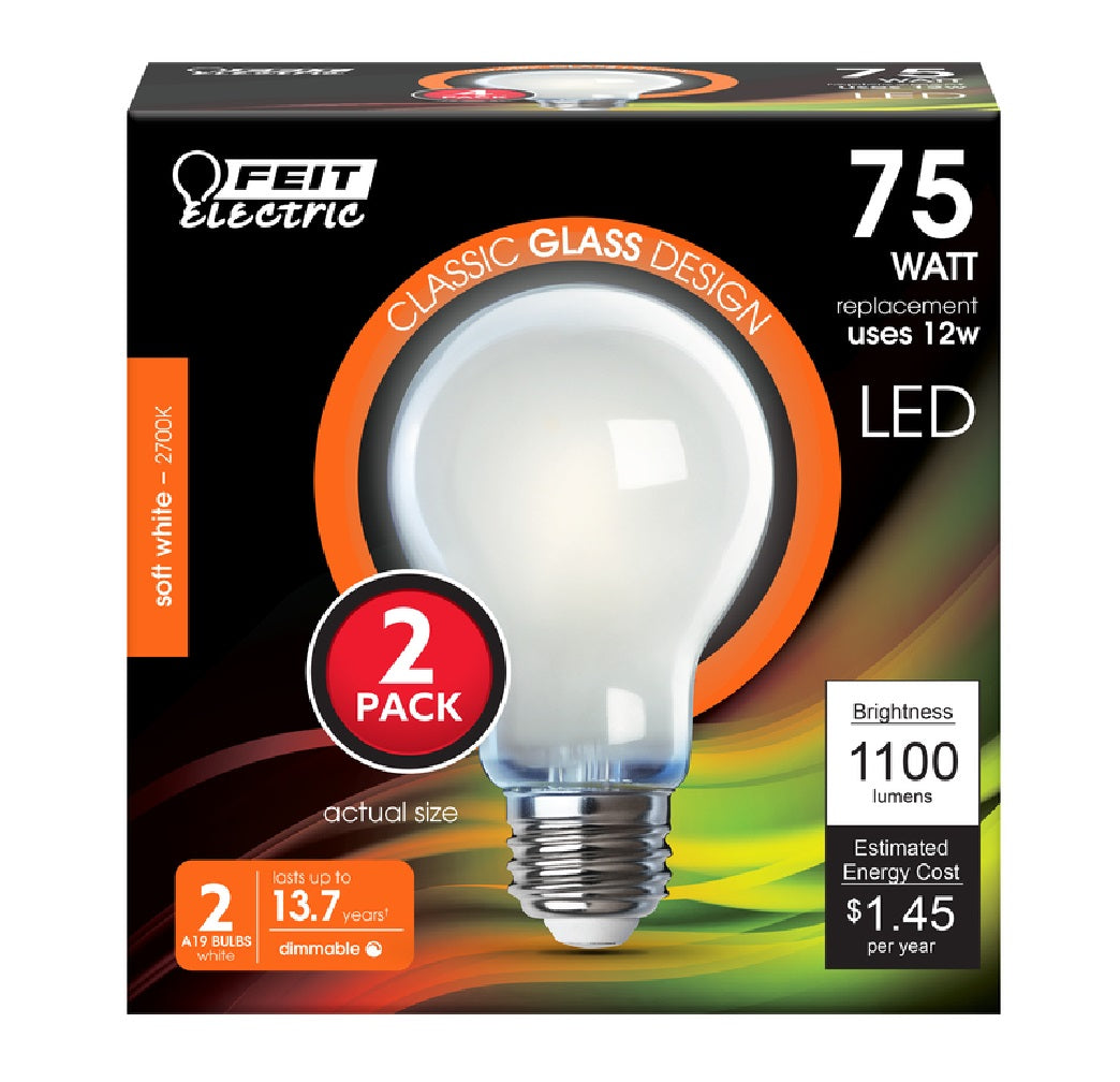 Feit Electric A1975/827/FIL/2 Dimmable LED Bulb, Soft White, 12 W