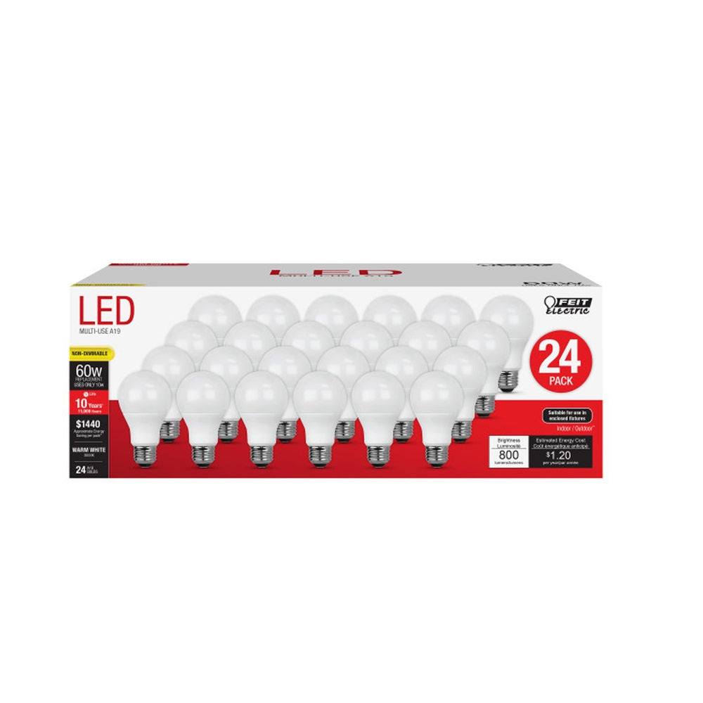 Feit Electric A80083010KLDP24 A19 LED Bulb, 10 Watts, 120 Volt