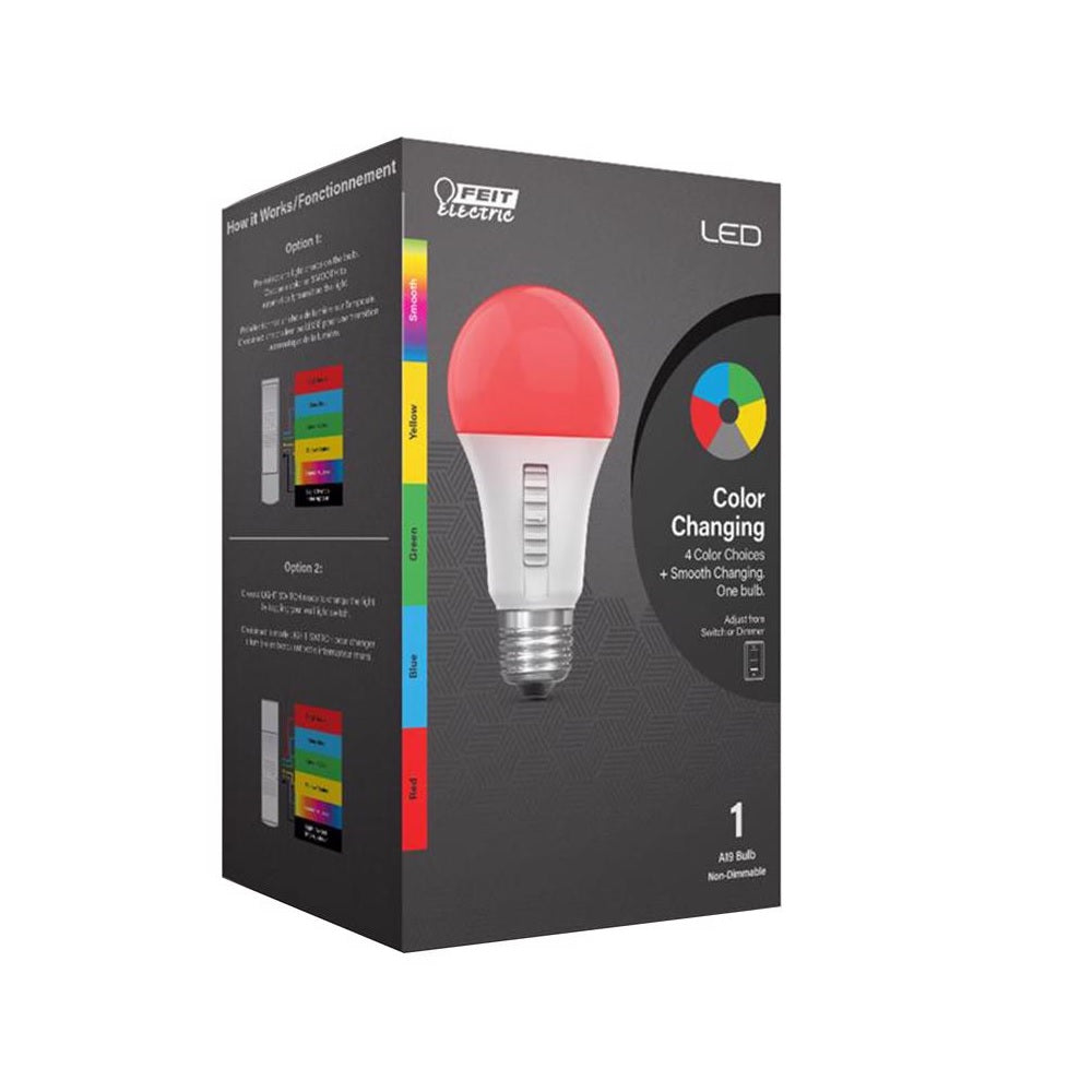 Feit Electric A19RGBY6WY/LEDI A19 Party Bulb, 120 Volt, 4.5 Watts