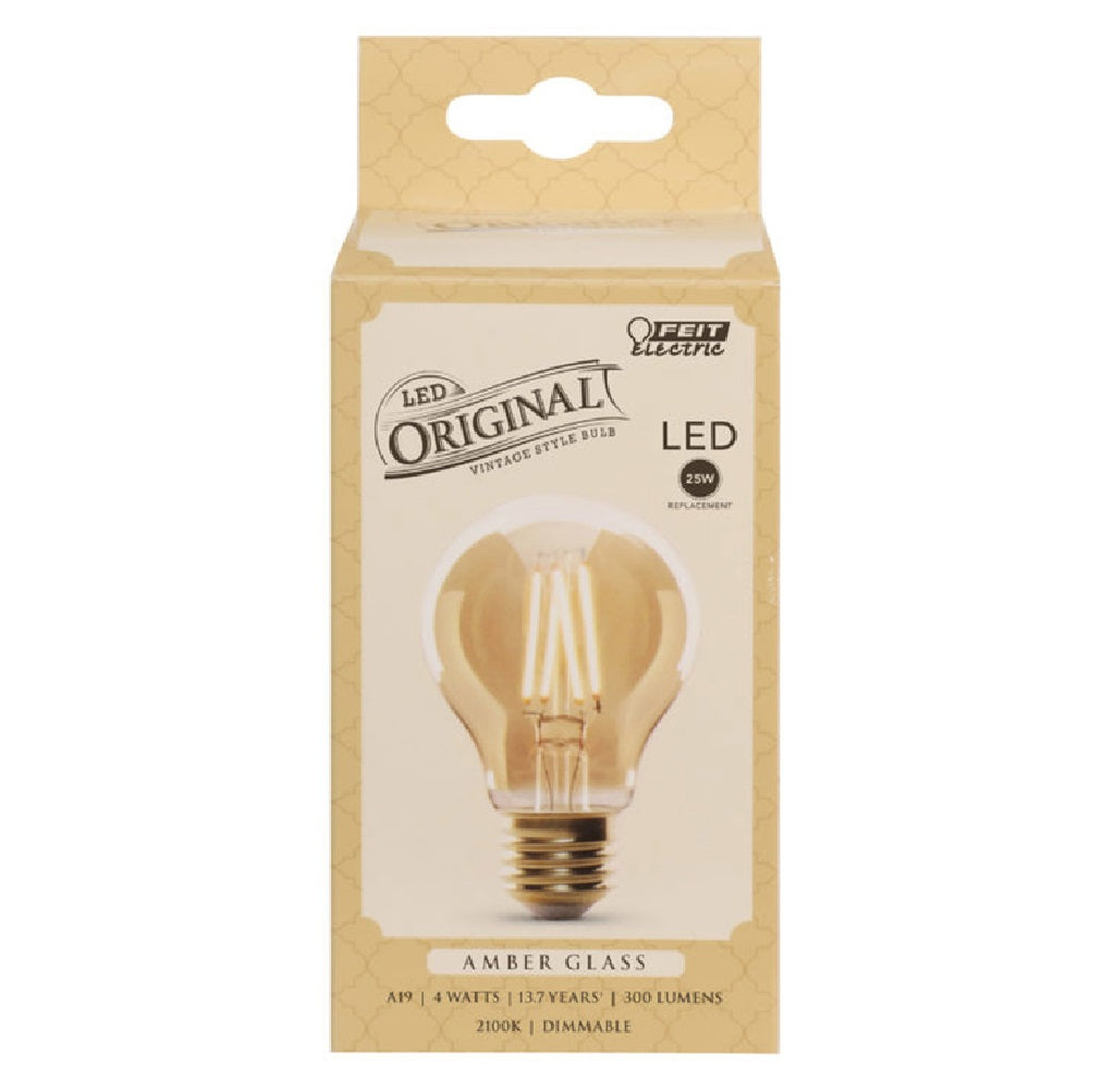 Feit Electric AT19/VG/LED Original Vintage LED Bulb, Clear, 4 W