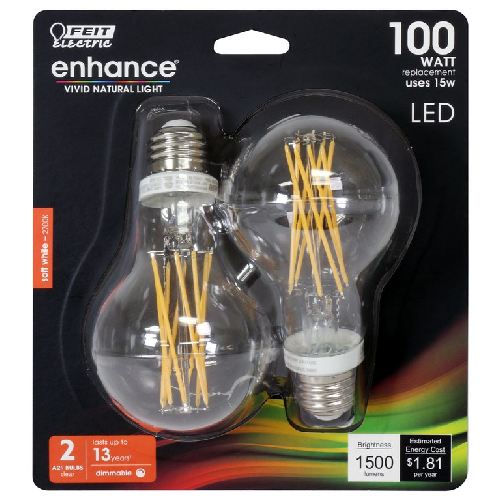 Feit Electric BPA19100C927CA2 Enhance Dimmable A21 Filament LED Bulb