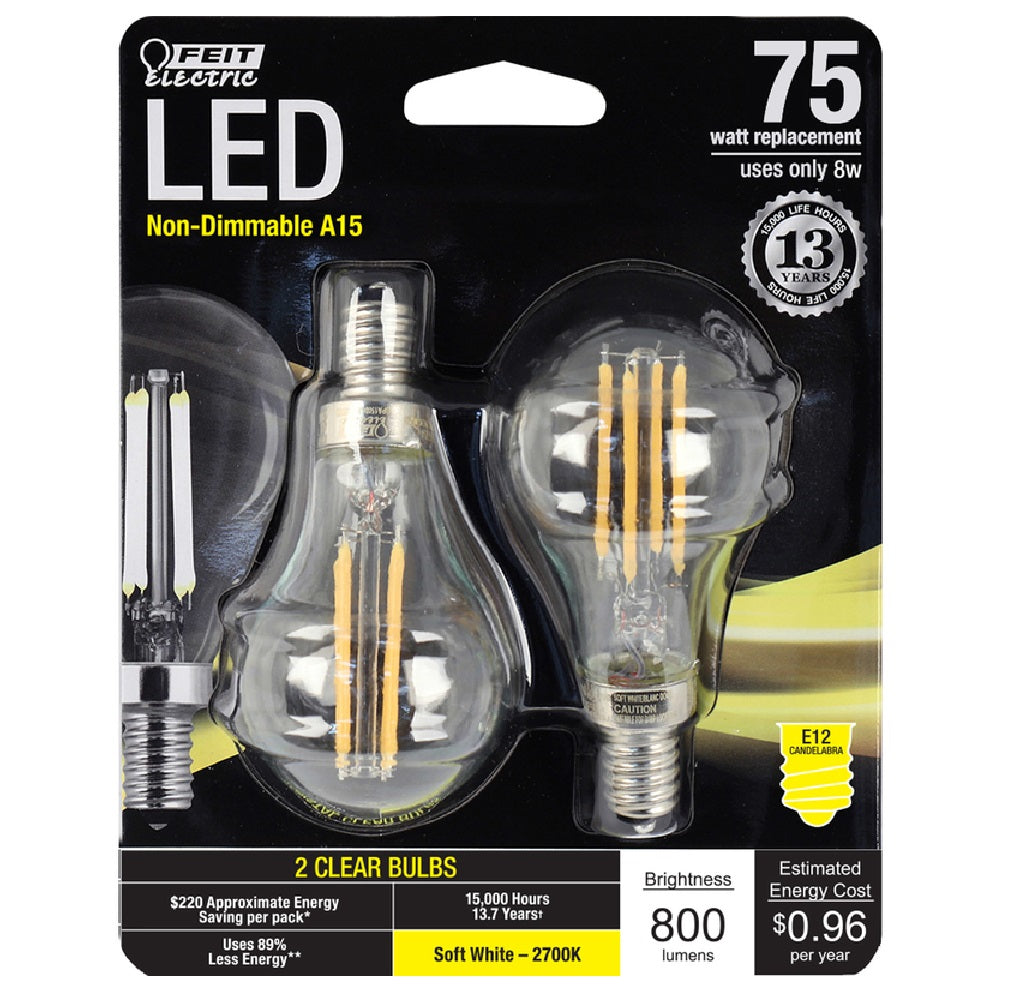 Feit Electric BPA1575C827FIL2 A15 E12 Filament LED Bulb, Soft White