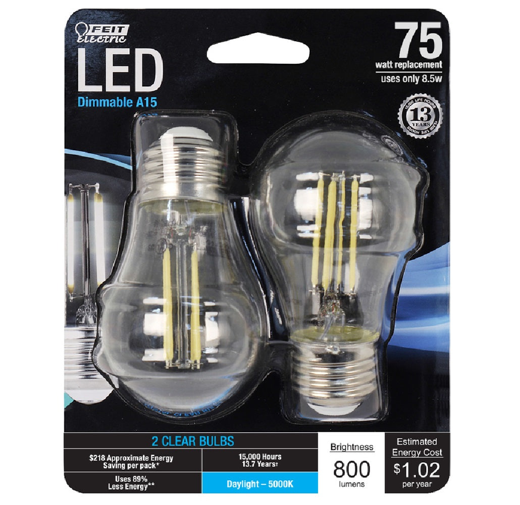 Feit Electric BPA1575850FIL2 A15 Filament LED Bulb, Daylight