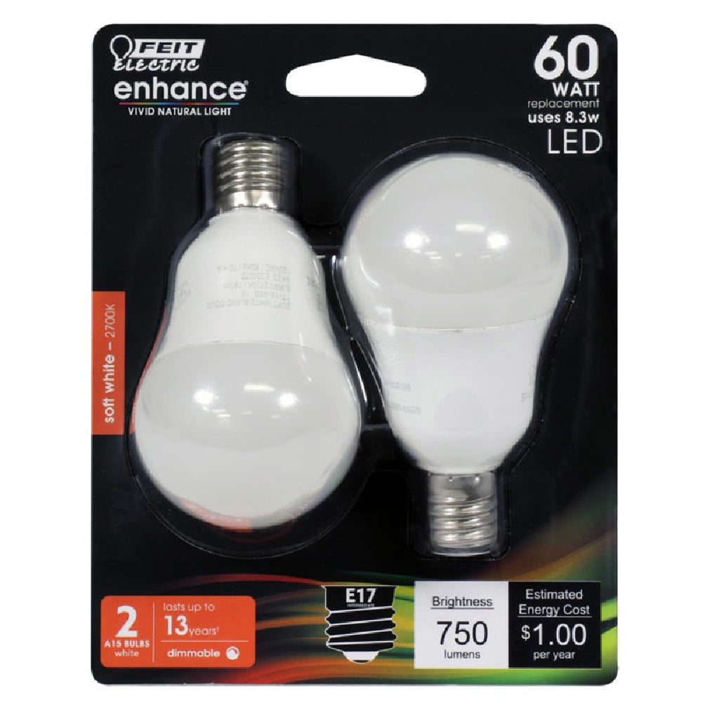 Feit Electric BPA1560N/927CA2 Enhance A15 Dimmable LED Bulb, 8.3 W