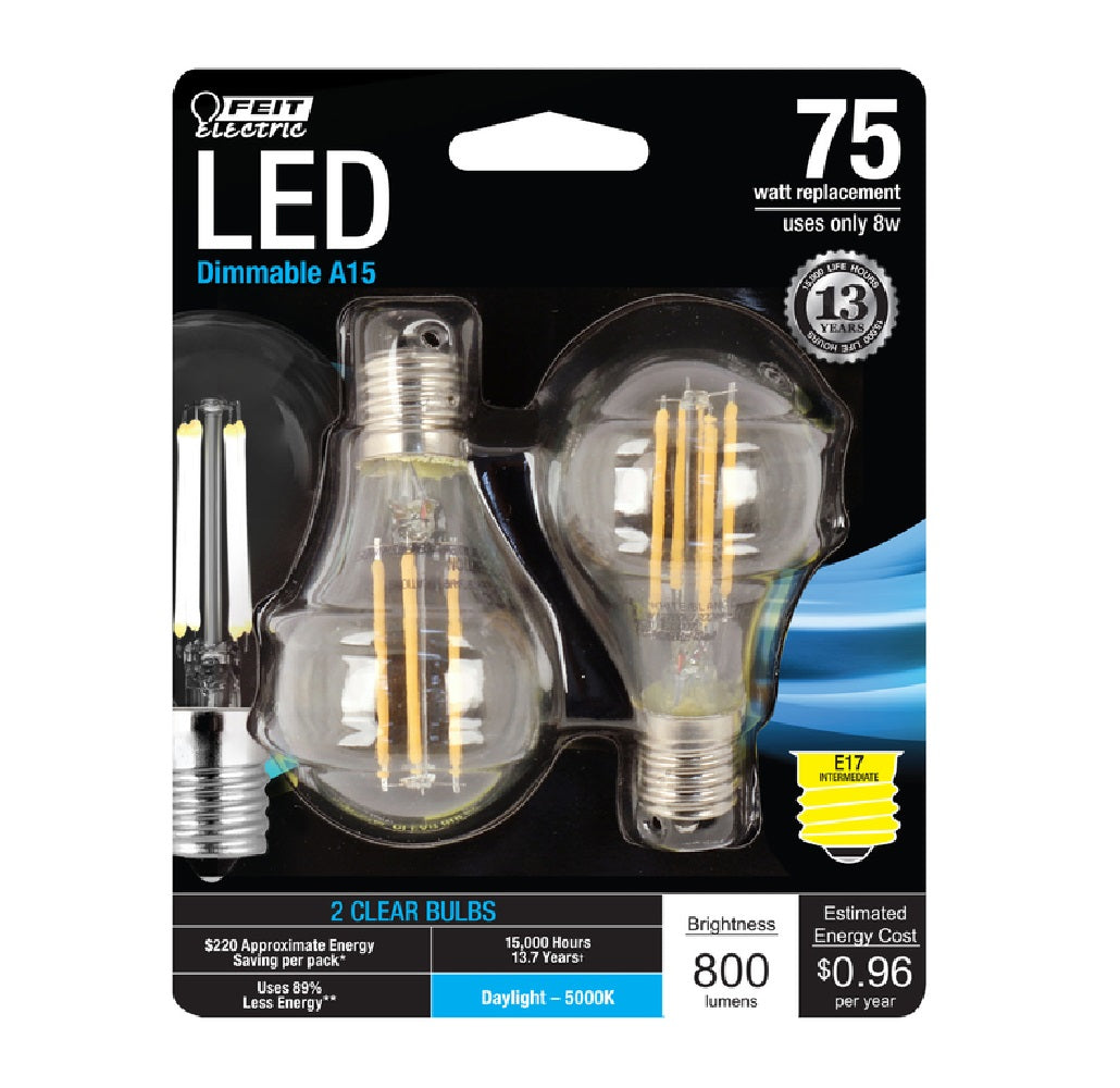 Feit Electric BPA1575N850FIL2 A15 E17 Filament LED Bulb, Daylight