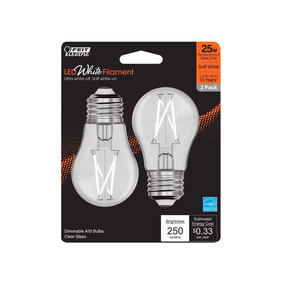 Feit Electric BPA1525927WFIL2 Filament LED Light Bulbs, 2.7 Watts, 120 Volt